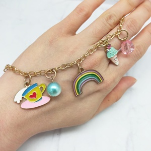 Unicorn Bracelet Chain Whimsical <b>Teacup</b> Colorful Rainbow Ice Cream Bead Accents Epoxy Alloy Graduation Party Everyday Decoration - Product Image 5