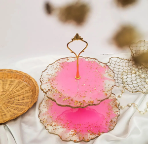 Epoxy Resin <b>Cake</b> Stand 3 <b>Tier</b> Stand Brass handle for Centerpiece for Any Auspicious Occasion at Reasonable Price - Product Image 3