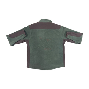 Vestes polaires coupe-vent pour hommes, vertes, à fermeture éclair intégrale, épaules renforcées noires, poche poitrine, pour la randonnée hivernale et les vêtements de travail en extérieur - Product Image 2