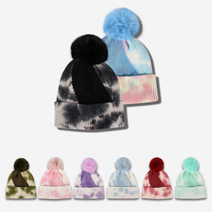 Warm <b>Winter</b> Cuff <b>Hats</b> Design Multicolor Acrylic Knitted Fisherman Beanie Sport Tie Dye Beanie Cap for Women <b>Men</b> - Product Image 4
