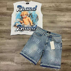 Ensemble T-shirt et short d'été pour homme avec logo personnalisé, tenue décontractée deux pièces streetwear pour la vente en gros, ensemble coordonné - Product Image 5