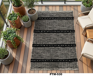 Tapis de cuisine en coton rayé, rectangulaire, tissage plat, style farmhouse, avec dos antidérapant PTM-530 - Product Image 2