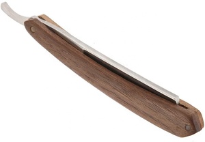 Professional Barber Style Stainless Steel <b>Straight</b> Shaving Swing Lock <b>Razor</b> with Natural Wooden Handle Pouch Included - Product Image 5