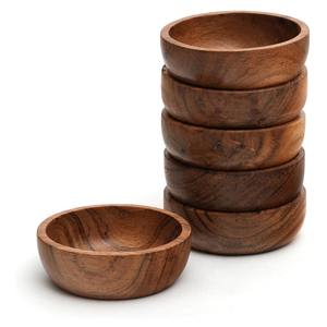 Ensemble de 6 bols de service en bois d'acacia naturel pour salades, chips, collations, décoration de cuisine, à prix d'usine avantageux - Product Image 5