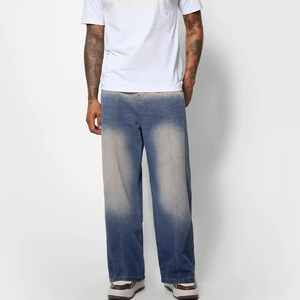 Men's Baggy Style Oversized Cotton Jeans Pants Loose Fit Men Casual Denim Pants Top Sealing OEM Service Men's Denims - Product Image 1