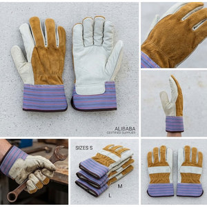 Gants de travail en cuir pleine fleur de vachette certifiés CE, 11 oz, résistants aux chocs, avec doublure polaire et manchette de sécurité pour la partie supérieure de la main - Product Image 6