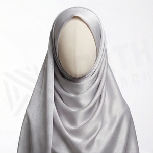Hiyab de Satén de Poliéster de Color Sólido para Mujer, Suave al Tacto, para Uso Diario, Pañuelo Étnico - Product Image 2