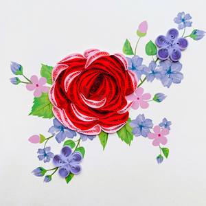 Tarjeta de quilling con diseño de rosa roja, tarjeta de felicitación hecha a mano con sobre, tarjeta floral de quilling especial para todas las ocasiones, manualidades en papel - Product Image 1