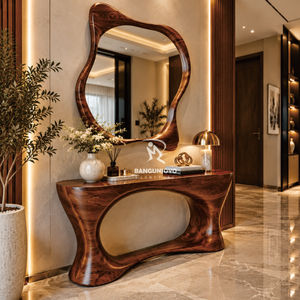 Luxury Handcrafted Solid Wood Console <b>Table</b> with an Organic Curved Design for Modern Interior Decor - Product Image 1