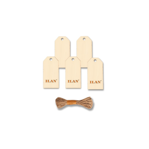 Etichette in Legno Ilan 0,5x5cm con Cordino in Canapa, 6 Pezzi per Etichettatura Indumenti - Product Image 1