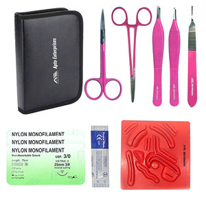 Kit de Práctica de Sutura con Almohadilla de Sutura, Instrumentos Médicos, Equipo Médico, Herramienta de Práctica de Sutura con Estuche, Piel Sintética Médica - Product Image 1