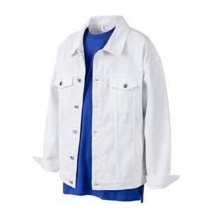<b>Mens</b> White Denim <b>Trucker</b> <b>Jacket</b> Button Up Jean <b>Jacket</b> with Flap Chest Pockets Long Sleeve Casual Denim <b>Jacket</b> <b>Men's</b> Denim Jeans - Product Image 4