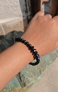 Pulsera de cuentas con diamantes de moissanita negra, talla facetada de calidad AAA - Product Image 5