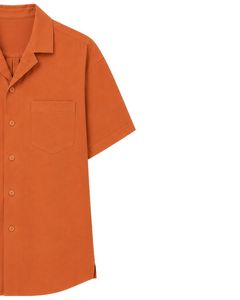 Chemise Homme Col Cubain Orange Décontractée Manches Courtes Été Oversize Streetwear Tendance Plage Boutonnée Haut de Gamme - Product Image 4
