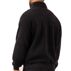 Thick sherpa <b>lining</b> <b>jacket</b> Winter casual wear men Stand collar <b>fleece</b> <b>jacket</b> Loose fit black <b>jacket</b> - Product Image 3
