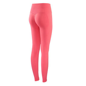 High Waist Solid Pink <b>Leggings</b> Full Length Knitted Stretch Breathable Sporty Women's <b>Leggings</b> - Product Image 1