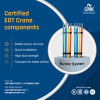 Barre de distribution CMK 1000A/1200A en aluminium et acier inoxydable pour grue, 4,5 m, conducteur 240V 50Hz, haute température 85°C, verte, 4 prises d'alimentation