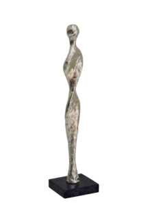 Estatua Moderna Abstracta de Figura Humana en Aluminio, Escultura Metálica Elegante Hecha a Mano sobre Base de Mármol Negro para Decoración de Hogar u Oficina - Product Image 2