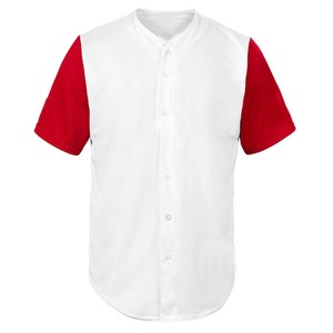 Men's White Baseball Jersey Red Sleeves Short Sleeve Button Front Athletic Team Shirt Regular Fit All Seasons Sports Apparel - Product Image 1
