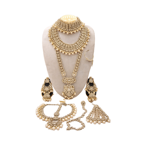 Conjunto de Collar de Novia Tradicional Étnico Chapado en Oro con Aleación, Hecho a Mano, con Aretes de Circonia, Matha Patti para Bodas, Compromisos y Fiestas - Product Image 6