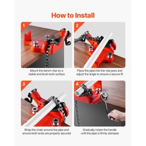 Étau robuste à base en fonte de 28 pouces avec capacité de serrage de tuyaux de 1/4 à 6 pouces, outil de serrage de tuyaux de qualité industrielle - Product Image 3