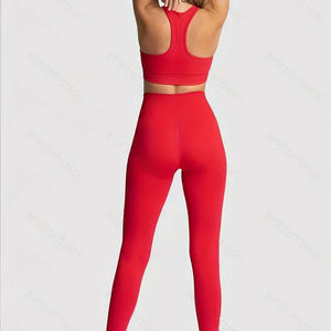 ชุดโยคะสองชิ้นรุ่นล่าสุด ชุดออกกำลังกายระบายอากาศได้ดี บอดี้สูทขายส่ง คุณภาพสูง ชุดโยคะไร้ตะเข็บ - Product Image 3