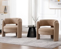 Chaise d'appoint moderne en velours Fauteuil confortable avec 3 pieds pour salon ou chambre à coucher Chaise de lecture kaki