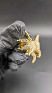 Colgante de Dinosaurio con Incrustaciones de Moissanita, Chapado en Oro con Plata 925, para Joyería Fina, Colgantes y Dijes - Product Image 2