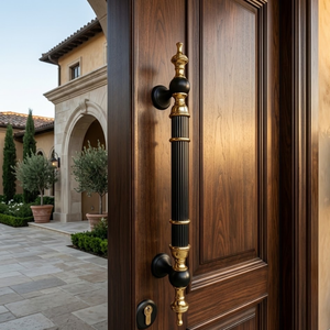 Poignée de porte en laiton massif moderne de luxe GLADIATOR |   Finition Or Antique pour les Portes en Bois d'Entrée Principale d'Hôtel |   Architectural - Product Image 5
