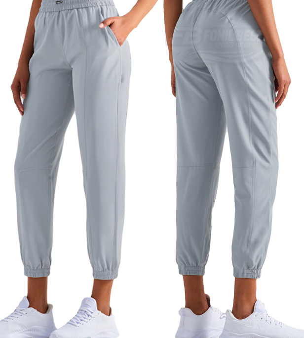 Women's High Seamless Full Length Fitness Joggers Sports Wear Casual Pants Leggings Elastic Closure Adjustable Rope Pockets Yoga