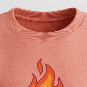 Women's 2 Piece Fleece Sweatshirt Shorts Set With <b>Flame</b> Print Crew Neck Loose Fit Casual Wear Spring Summer Above Knee Length - Product Image 4