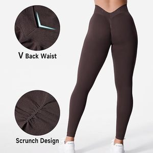 High Waisted Seamless Yoga <b>Leggings</b> Full Length Ruched Butt Lifting Workout Pants for Gym - Product Image 3