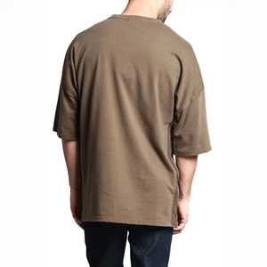 Custom Oversized High Quality Heavyweight Short Sleeve 100% Cotton Breathable O-neck Boxy T-Shirt Anti-Uv Washed Finish for Men - Product Image 3