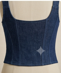 Denim <b>Patchwork</b> Corset Dress Zip Front Sleeveless Casual Dress for Streetwear Boutique - Product Image 5