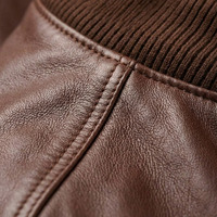 Veste d'extérieur zippée pour homme en cuir véritable brun tanné, légère, élégante, coupe classique, style vintage, pour l'hiver
