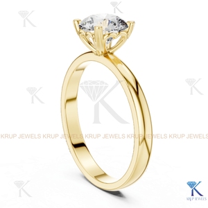 Anillo de compromiso solitario con diamante cultivado en laboratorio, corte redondo, E VVS2, certificado IGI, en oro macizo con engaste de corona, estilo filigrana vintage. - Product Image 4