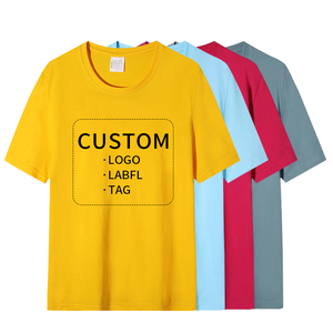 T-shirts pour hommes en coton 100% tricoté, col rond, couleur unie, 180 GSM, manches courtes, logo personnalisé imprimé sur le devant, vente en gros - Product Image 4