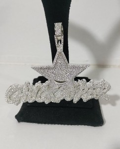 Colgante de Moissanita Estrella en Plata 925 con Baño de Rodio, Micro Pavé, Corte Brillante Redondo, Estilo Hip Hop, Unisex, para Uso Diario - Product Image 1