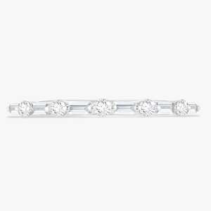 Anillo de media eternidad con diamantes cultivados en laboratorio de corte redondo y baguette, oro macizo real de 14K, anillo de boda apilable, precio de fábrica al por mayor - Product Image 5