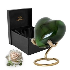 Urna Funeraria en Forma de Corazón en Color Verde con Diseño Personalizado para Cenizas de Adultos, Urna Decorativa de Metal para Recuerdo - Product Image 5