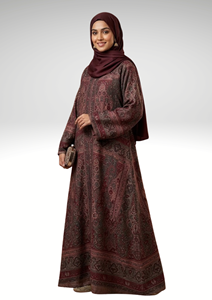 Safaa Designer Paisley Print Abaya Set – <b>Full</b> Body Coverage with Matching Scarf - Product Image 5