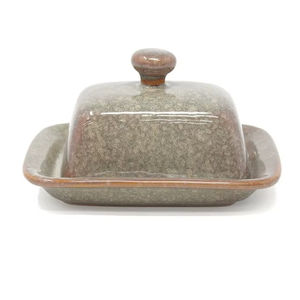 Mantequillera de estilo artesanal con tapa de perilla, bandeja profunda, acabado esmaltado duradero, elegante recipiente de almacenamiento para mesa, para mantequilla fresca - Product Image 1