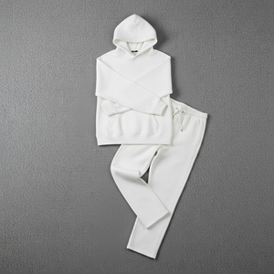 Ensemble sweat-shirt à capuche brodé pour homme blanc avec logo flamme imprimé, vêtements décontractés d'hiver, tissu en molleton 100% coton - Product Image 3