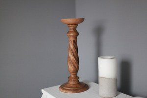Personalize Handmade Wooden Candle Holder <b>Rustic</b> Twisted Design Single Piece Decorative Tabletop Accent by UO INDIA - Product Image 2
