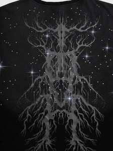 T-shirts pour hommes avec motif d'arbre abstrait, strass, 100% coton, surdimensionnés, streetwear, personnalisables, imprimés sur toute la surface, jersey lourd - Product Image 6