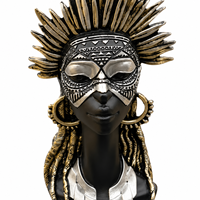 Sculpture de buste de femme africaine, art tribal moderne, figurine en polyrésine, objet décoratif de table pour la décoration de la maison et du bureau