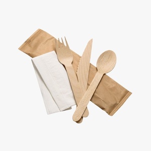 Ensemble de Couverts Jetables Premium en Bois de Bouleau pour l'Aviation et l'Hôtellerie – Fourchette, Cuillère, Couteau, Serviette – Idéal pour l'Industrie Alimentaire 2026 - Product Image 1