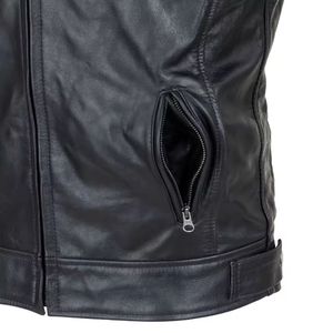 Veste de moto en cuir de vache véritable de haute qualité, coupe ajustée, sur mesure, respirante, manches longues, pour hommes, toutes saisons, ROCKHINT - Product Image 2