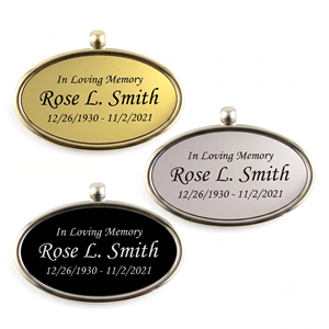 Plaque commémorative ovale personnalisable en métal pour urne funéraire, pendentif suspendu, plaque nominative élégante avec ruban pour récipient funéraire - Product Image 5
