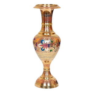 Jarrón de flores árabe vintage de latón de alta calidad, grabado con acabado pulido, para decoración del hogar y decoración de mesa. - Product Image 1